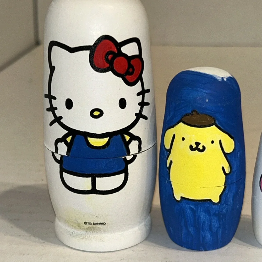 Hello Kitty Sanrio Wooden Nesting Dolls‎ Set Of 5 Melody, Keroppi, Cinnaroll A2